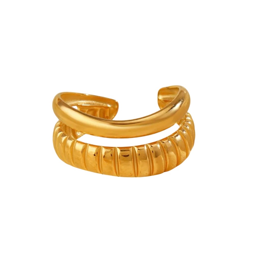 Gold PVD Stainless Steel Chunky Open Band Ring | Size 7.5